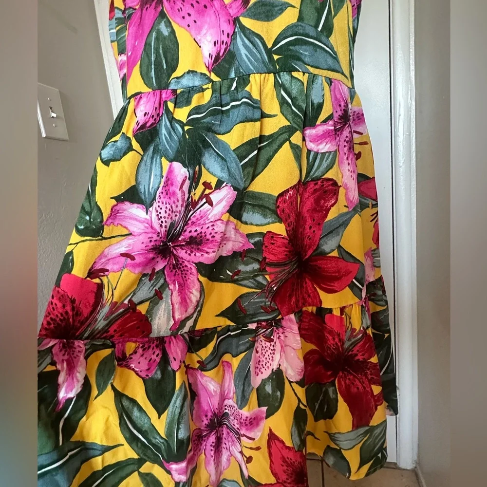 Floral Sleeveless Dress - Yellow and Pink women size 14 - Picture 3 of 11